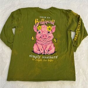 Simply Southern ‘Chin Up Buttercup’ Long Sleeve T-Shirt- Youth Small